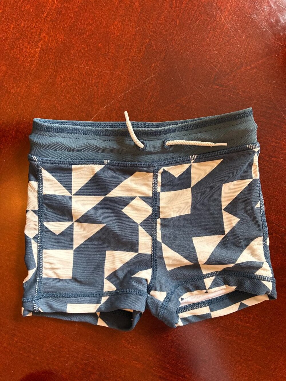 Tea Collection Boys Geometric Swim Trunks Blue White 18-24 Months